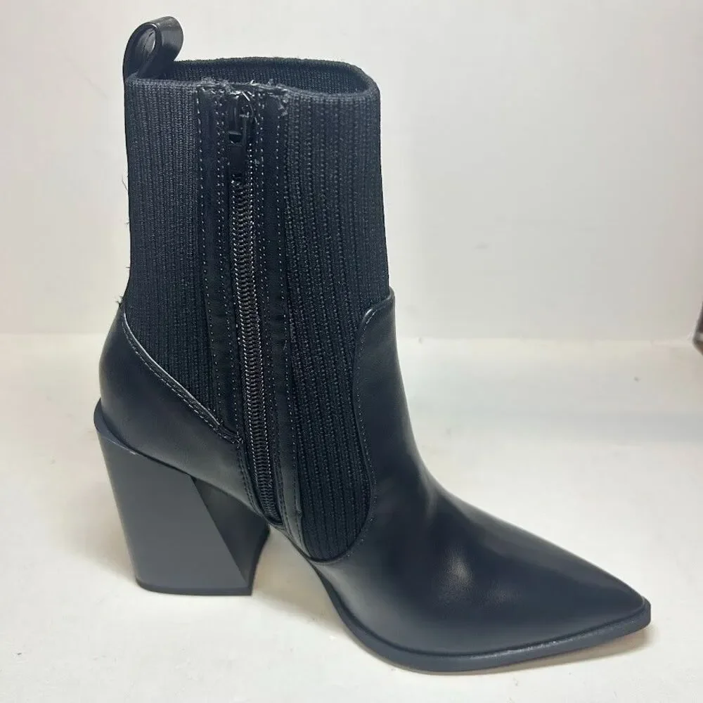 Wild Pair Womens 9 M Black Trinityy Faux Leather Pointed Toe Booties NIB QH1